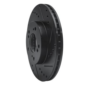 Acura Integra Brake Rotor (1) - Front Right - R1 Concepts - Drilled & Slotted - Black - `91-`01